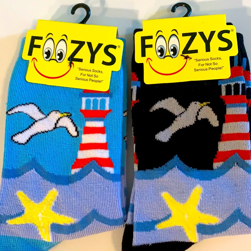 Foozys Socks 2 pair, Item # 120 Lighthouse